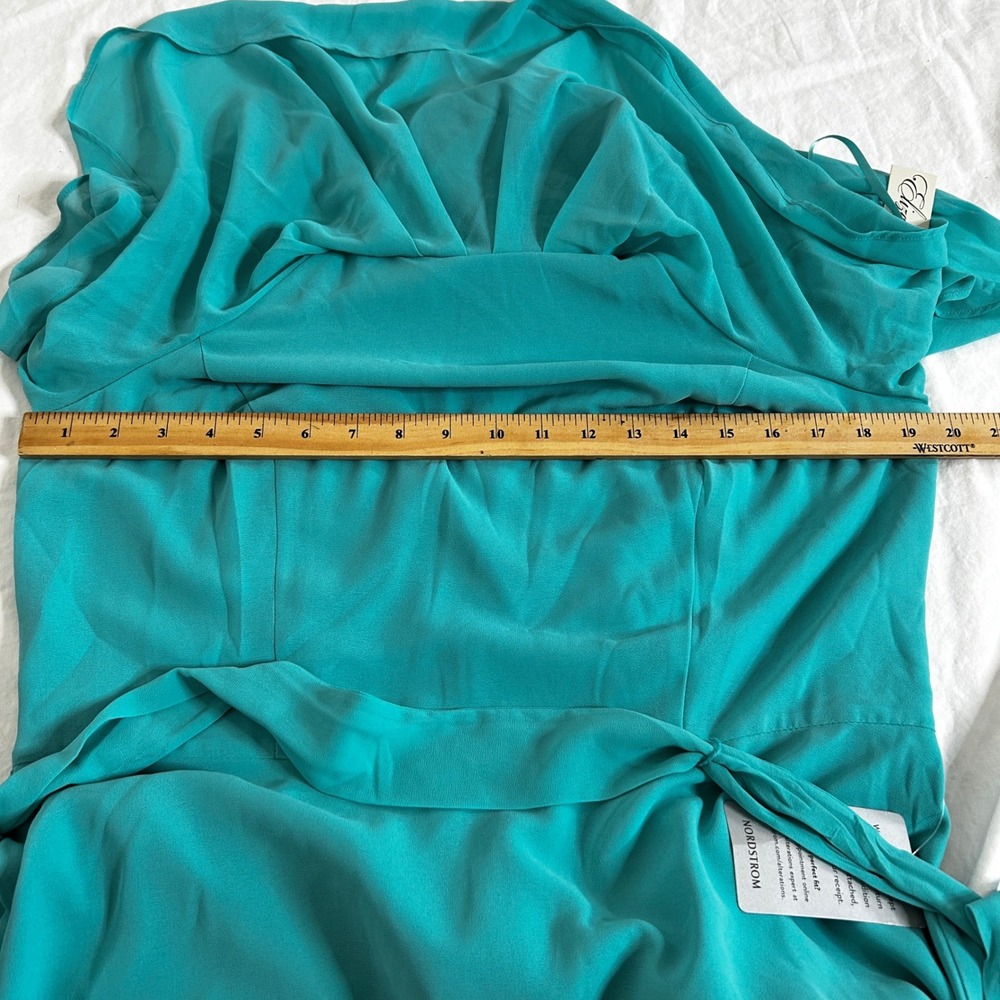 NWT Eliza J Halter Popover Mini Dress Womens 14 Turquoise Chiffon Ruffle Wedding - Picture 9 of 14